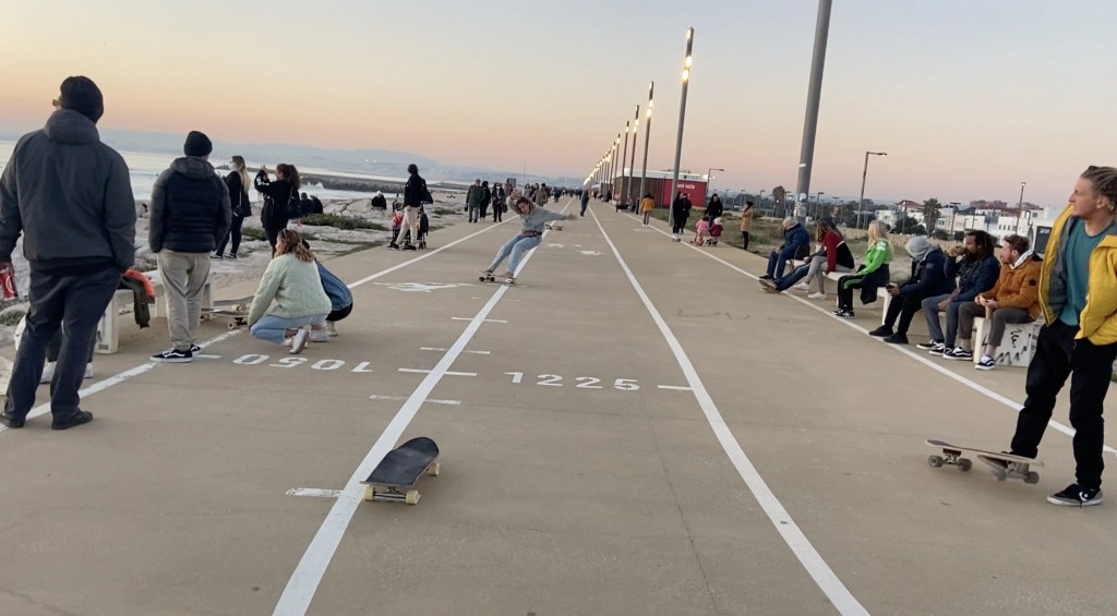 Surf-skating on the Costa da Caparica promenade